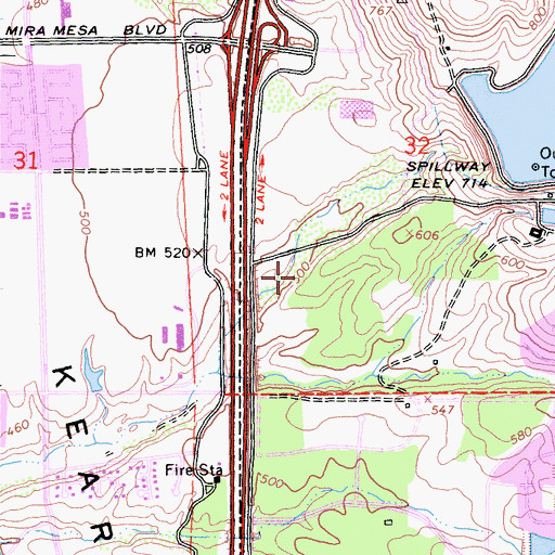 Topographic Map of Mount Moriah Christian Church, CA