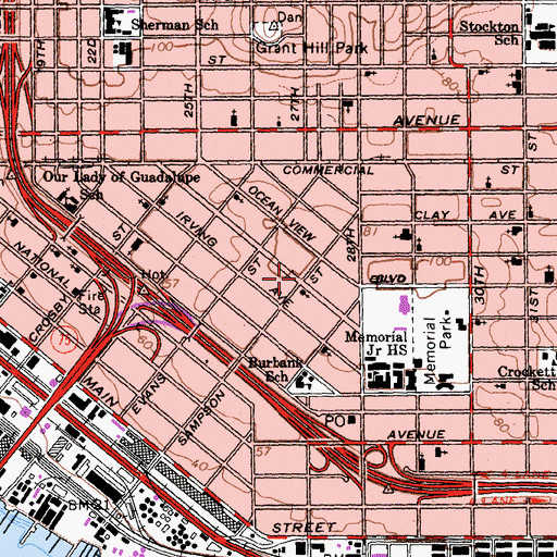 Topographic Map of New Hope Friendship Baptist Church, CA