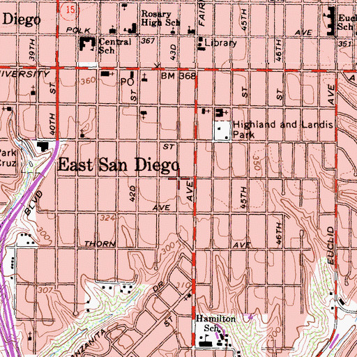 Topographic Map of New Life Gospel Center Church, CA
