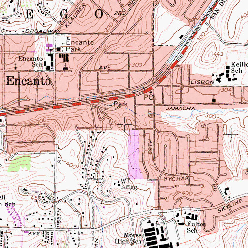 Topographic Map of New Paradise Baptist Church, CA