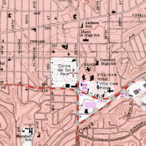 Topographic Map of North Park Apostolic Church, CA