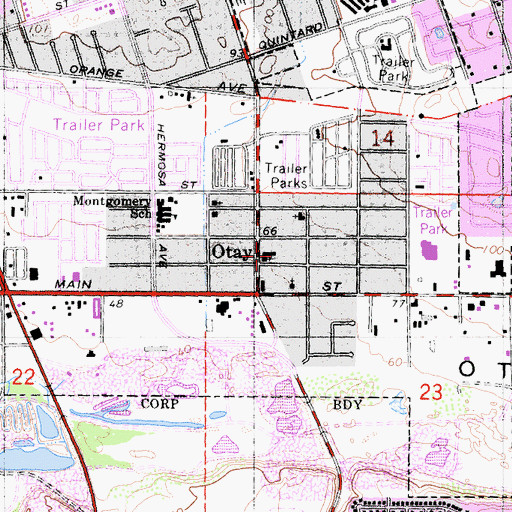 Topographic Map of Otay Baptist Church, CA