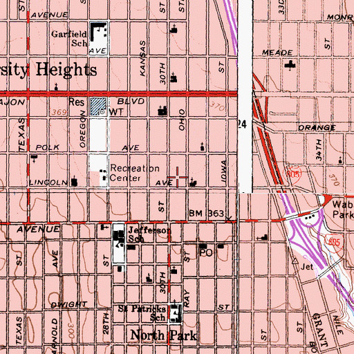 Topographic Map of Our Saviors Lutheran Church, CA