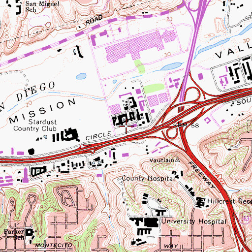 Topographic Map of Pacific Church of Religious Science, CA