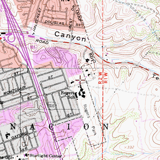 Topographic Map of Park Hill United Methodist Church, CA