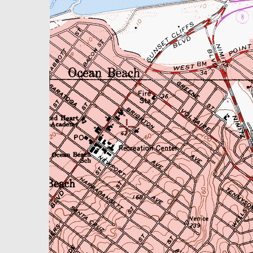 Topographic Map of Point Loma Vineyard Church, CA