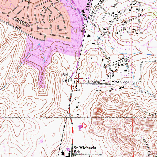 Topographic Map of Pomerado Christian Church, CA
