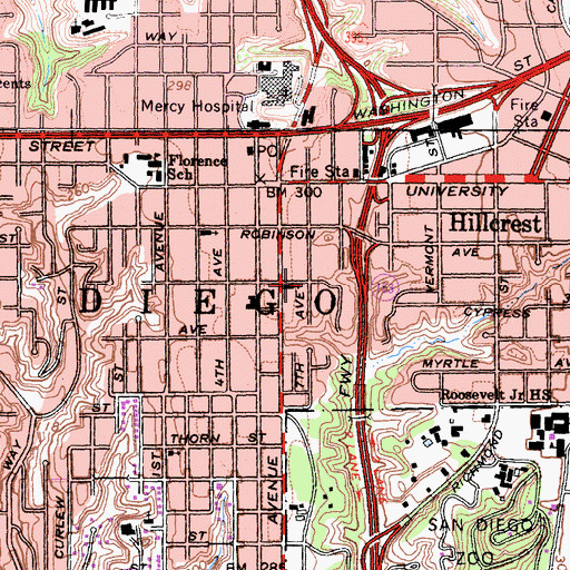 Topographic Map of All Saints Episcopal School, CA