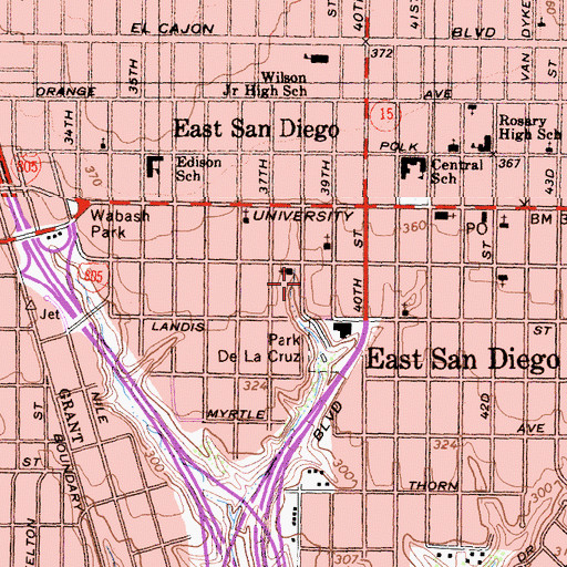Topographic Map of Cherokee Point Elementary School, CA