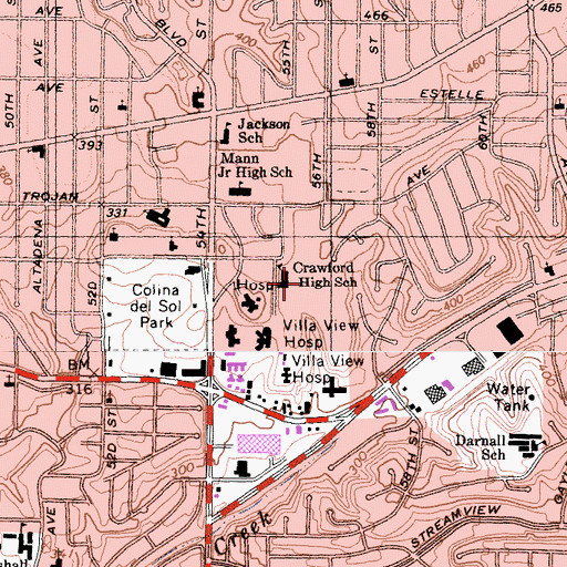 Topographic Map of Community Health and Medical Practices Senior High School, CA