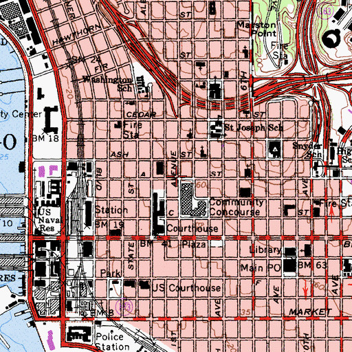 Topographic Map of Cortez Hill Academy, CA