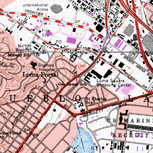 Topographic Map of Dewey Charter School, CA