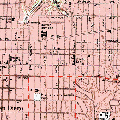 Topographic Map of Euclid Charter School, CA