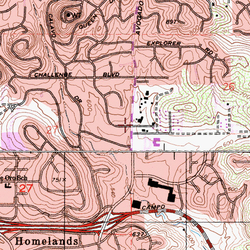 Topographic Map of Foothills Preschool, CA