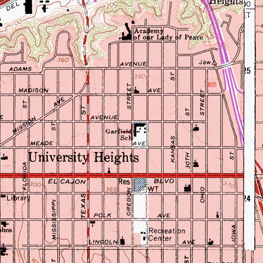 Topographic Map of Garfield Charter School, CA