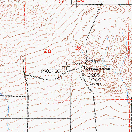Topographic Map of McDonald Well, CA
