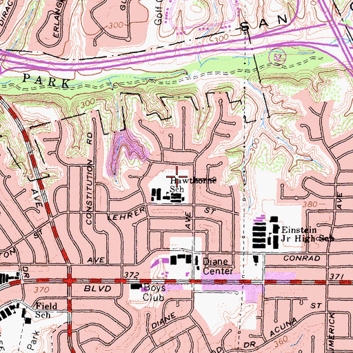 Topographic Map of Hawthorne Charter School, CA