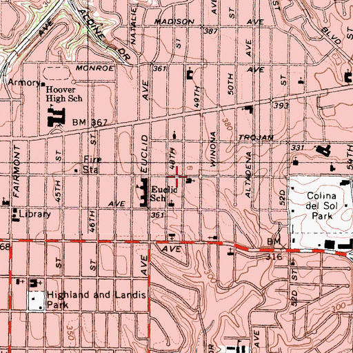 Topographic Map of Ibarra Elementary School, CA
