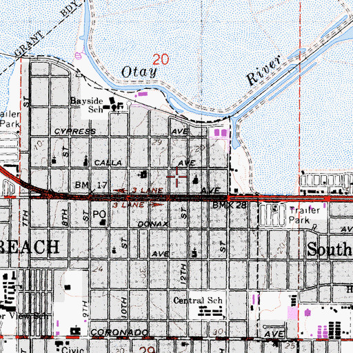 Topographic Map of Imperial Beach Christian School, CA