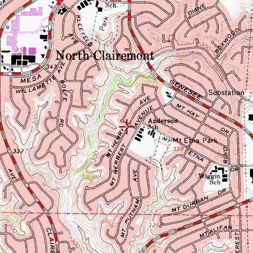 Topographic Map of John Muir School, CA