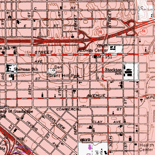 Topographic Map of Kimbrough Elementary School, CA