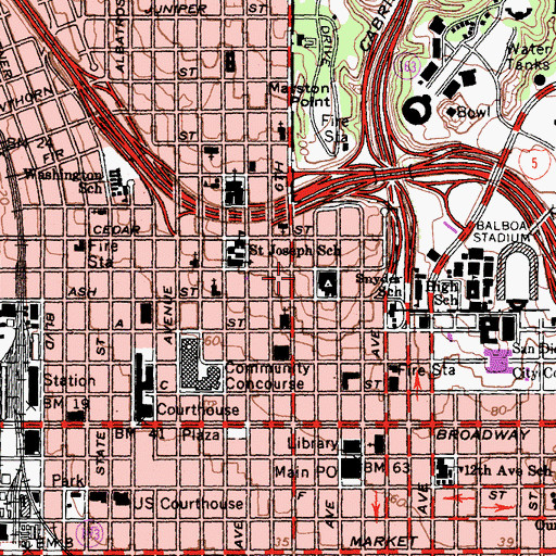 Topographic Map of KIPP Adelante Preparatory Academy, CA