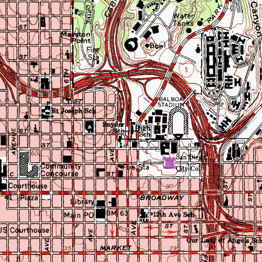 Topographic Map of Learn Explore Achieve Discover and Serve Senior High School, CA