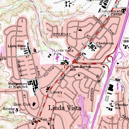 Topographic Map of Linda Vista Annex Elementary School, CA