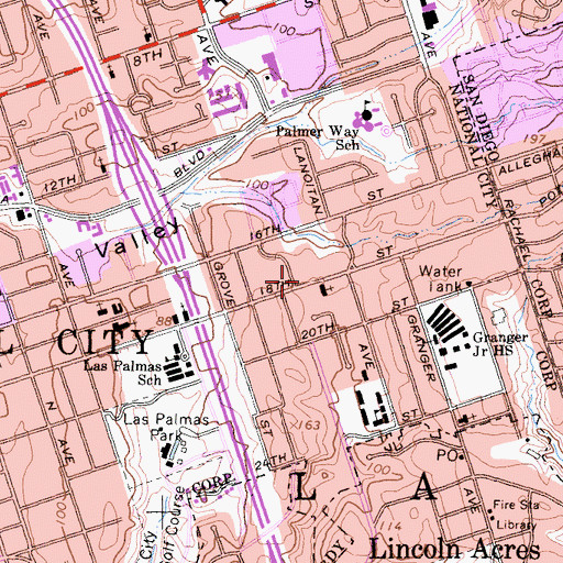 Topographic Map of National City Head Start, CA