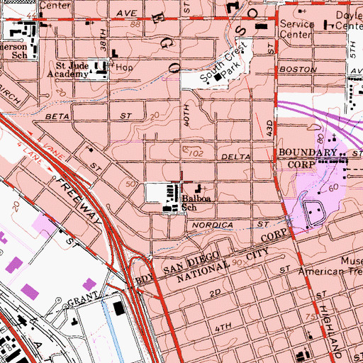 Topographic Map of Primera Iglesia Bautista Mexicana, CA