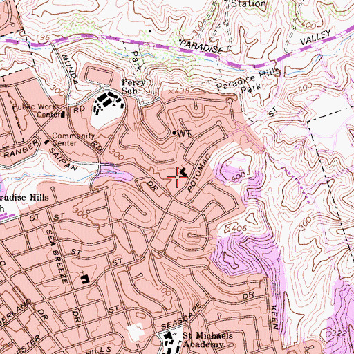 Topographic Map of Puritan Evangelical Church of America, CA