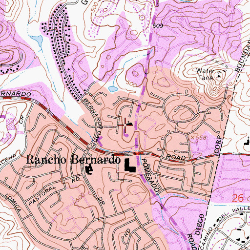 Topographic Map of Rancho Bernardo Community Presbyterian Church, CA
