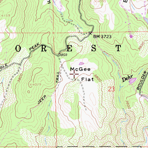 Topographic Map of McGee Flat, CA
