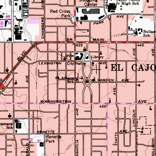 Topographic Map of Saint Albans Episcopal Church, CA