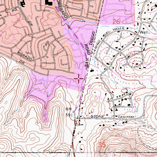 Topographic Map of Saint Bartholomews Episcopal Church, CA