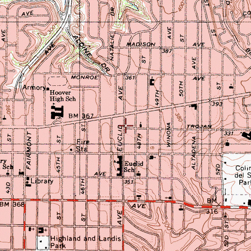 Topographic Map of Saint Gabriel Independent Ethiopian Church, CA