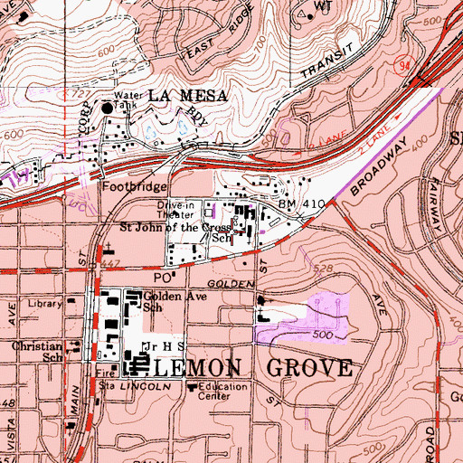 Topographic Map of Saint John of the Cross Catholic Church, CA