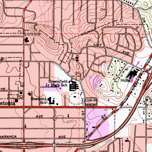 Topographic Map of Saint Kierans Catholic Church, CA