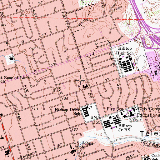 Topographic Map of Saint Marks Lutheran Church, CA