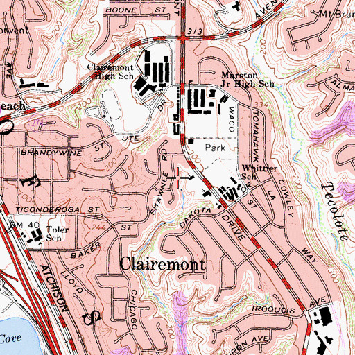 Topographic Map of Saint Marks United Methodist Church, CA