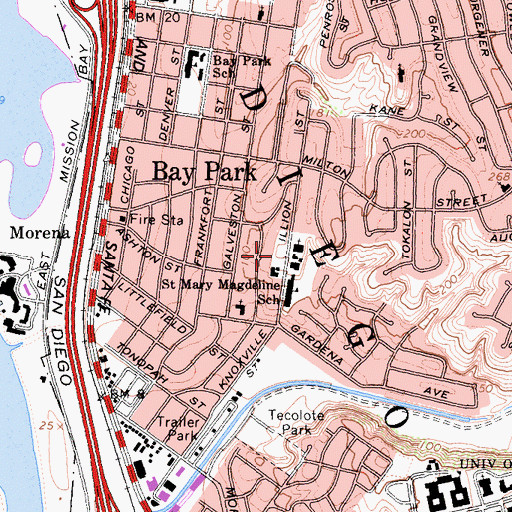 Topographic Map of Saint Mary Magdalene Church, CA