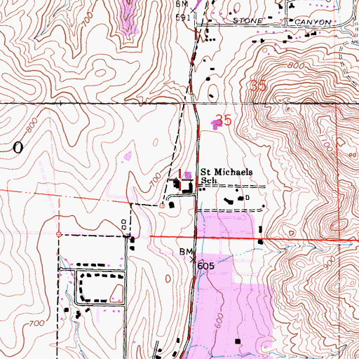 Topographic Map of Saint Michaels Catholic Church of Poway, CA
