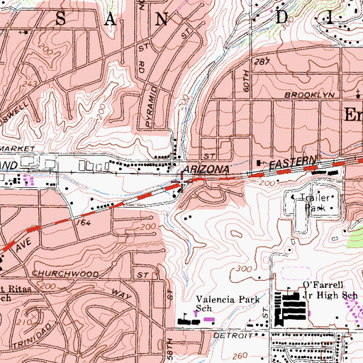Topographic Map of Saint Stephens Cathedral Church of God in Christ, CA