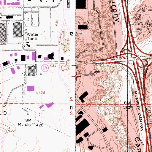 Topographic Map of San Diego Christian Worship Center, CA