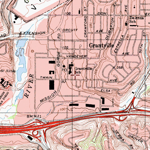 Topographic Map of San Diego Gospel Hall, CA