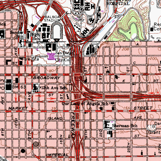 Topographic Map of San Diego Japanese Christian Church, CA
