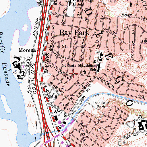 Topographic Map of San Diego Korean United Baptist Church, CA