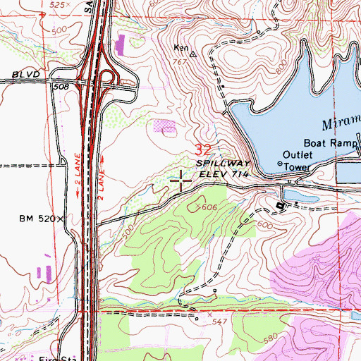 Topographic Map of Scripps Mesa Bible Church, CA