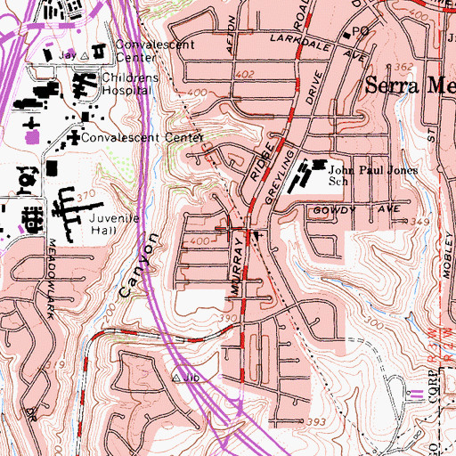 Topographic Map of Serra Mesa Christian Fellowship, CA