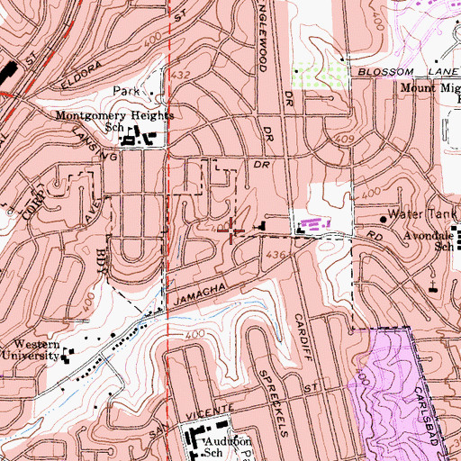 Topographic Map of Sion Centro Cristiano, CA
